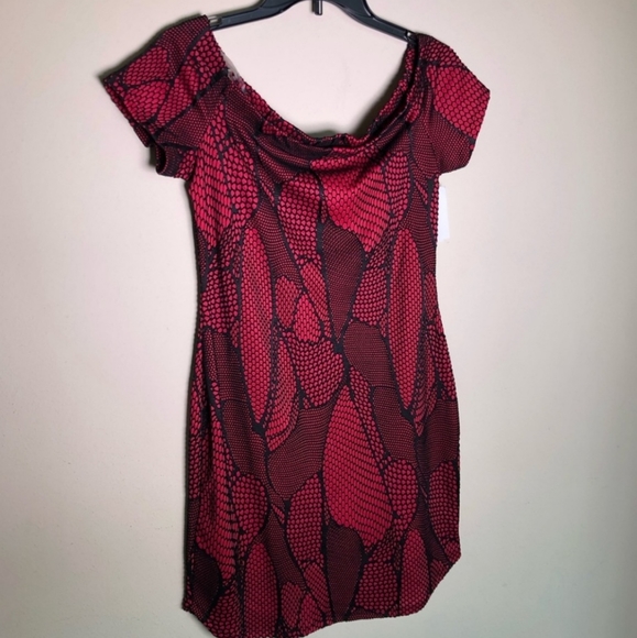 Bailey Blue Nordstrom XL Off Shoulder Mini dress Black/Fuchsia Pink NWT - Picture 3 of 12